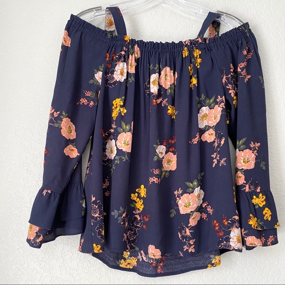 Sanctuary Tops - SANCTUARY •Cassie• Cold Shoulder Floral Blouse (S)